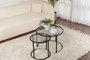 Hanah Home Juego de Mesas de Café Negro con Vidrio Templado